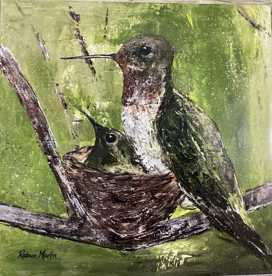 12x12 Mama & Baby Hummingbird