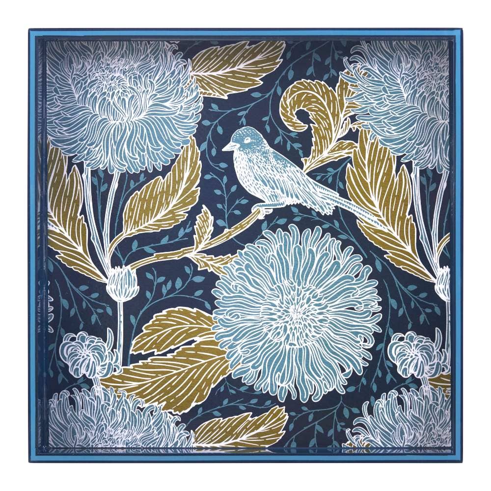 Chrysanthemum Bird  Square Lacquer Serving Tray