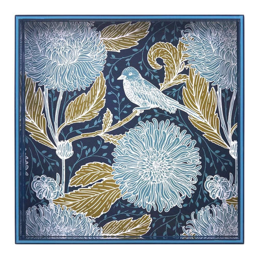 Chrysanthemum Bird  Square Lacquer Serving Tray
