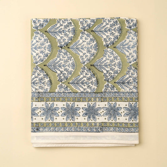 Sakura Block Print Tablecloth, Green
