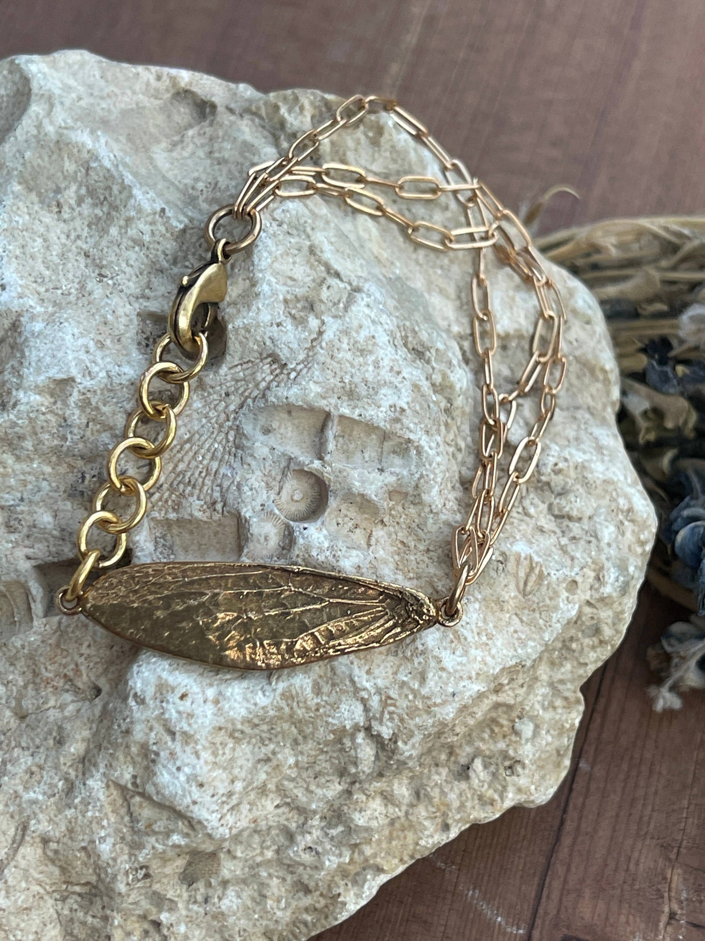 Cicada Wing Bracelet - Chain Link (Silver, Bronze, Copper): Bronze