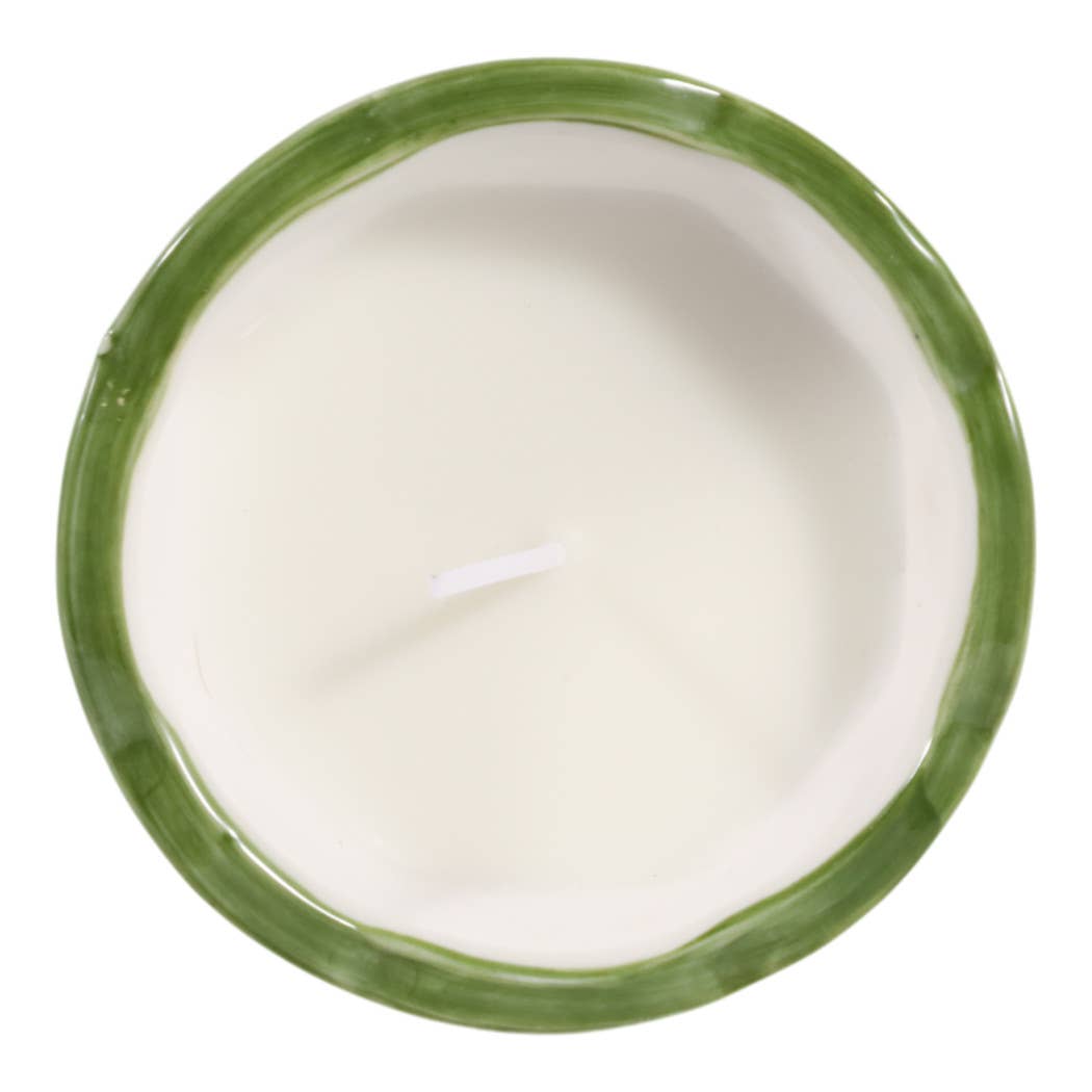 Scented Candle -  Plumeria Green and White Ceramic, 6 Oz