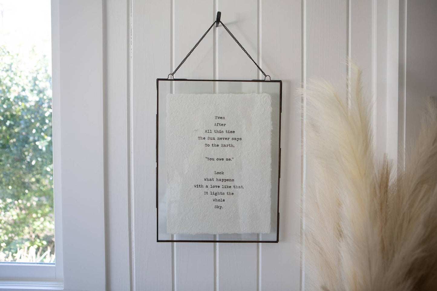 Vertical Glass ZINC hanging Frame w/Suede 14.5" x 19"