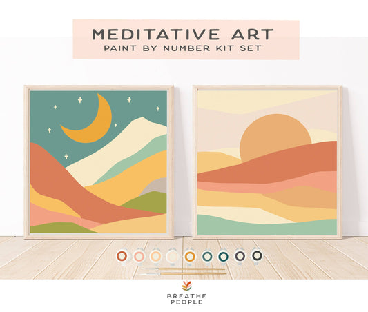 Sun + Moonlight Meditative Art Paint by Number Kit+ Easel