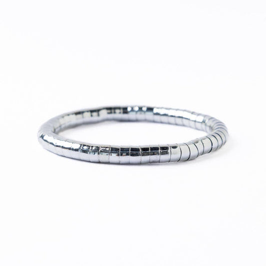 Lucille Round Bead Stretch Bracelet Silver Wholesale
