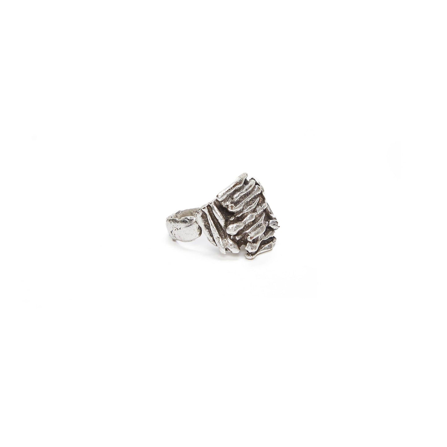 Handmade Brass Ring In Silver Plated - 6855