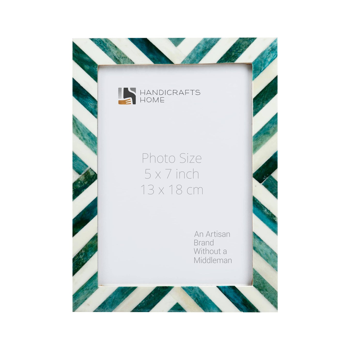 Chevron Pattern Bone Inlay Picture Frames, 26 Sizes, Green: 5x7