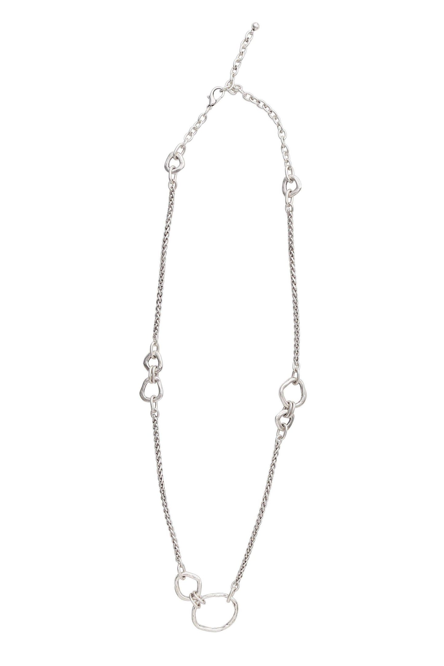 Handmade Long Chain Pewter Necklace - 3958