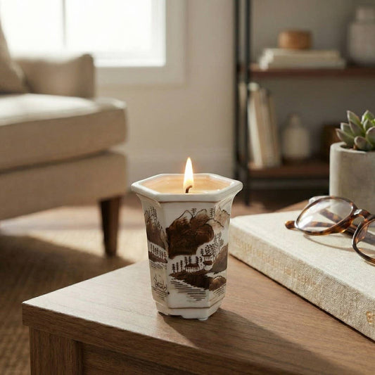 Scented Candle - Sage & Eucalyptus Brown Ceramic, 6 Oz