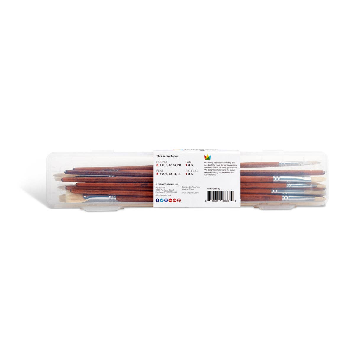 PRO Natural Bristle Brush Set - Long Handle - 12 Pieces