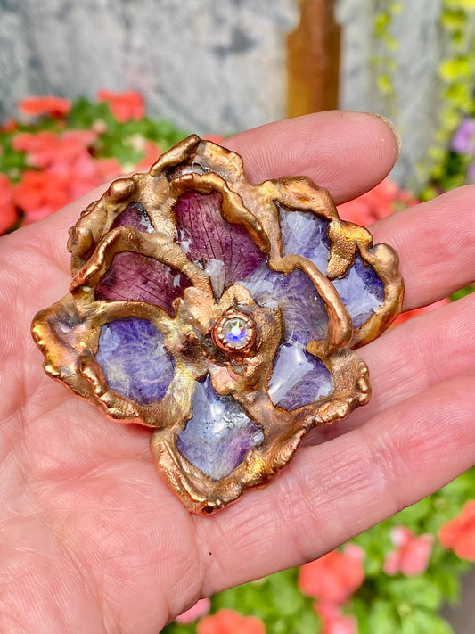 Reserved for Rabun Powder Blue Bell Floret Necklace Copper