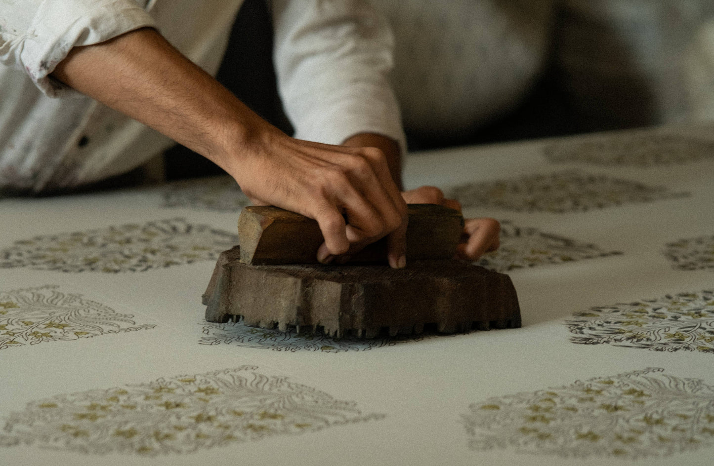 Botanique Block Print Tablecloth Green