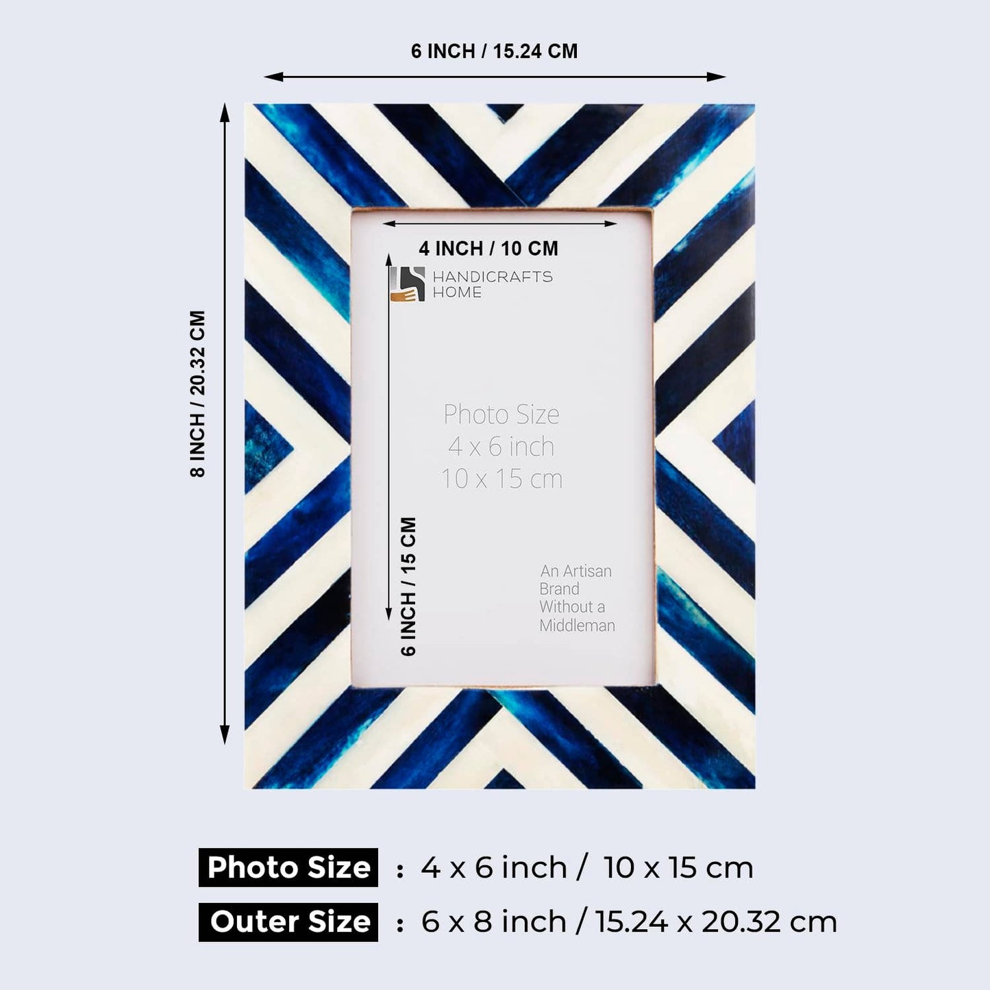 4x6 Chevron Picture Frames|1.25" Border Width | 3 Colors: Brown White