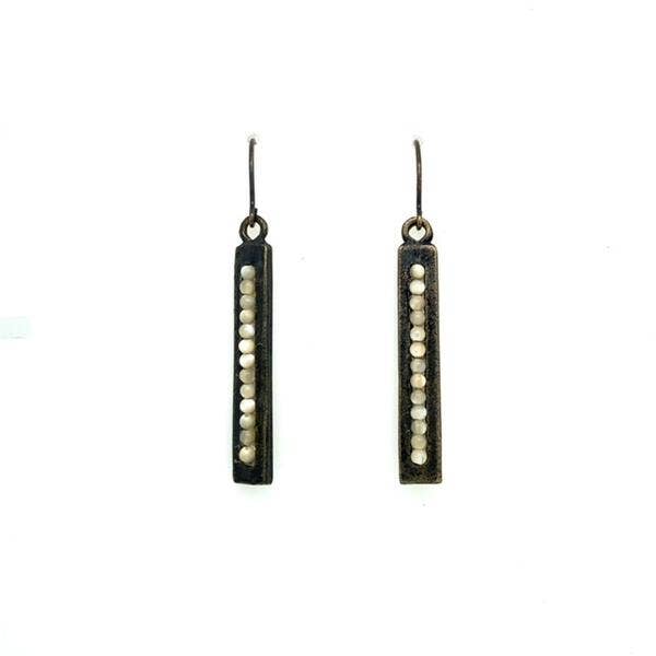 Double Sided Rectangle Earrings: African Turq