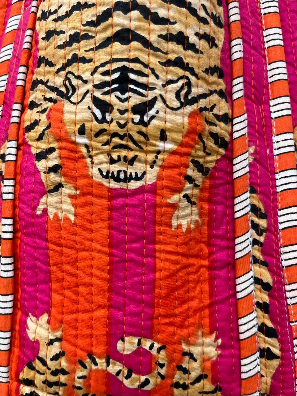 Market Bag Women Shopping Bag Tiger Print Cotton Quilted Bag