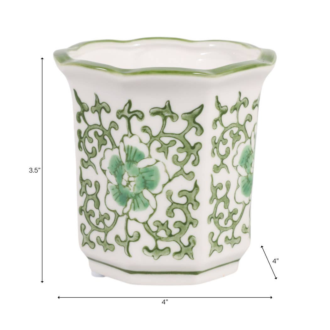 Scented Candle -  Plumeria Green and White Ceramic, 6 Oz