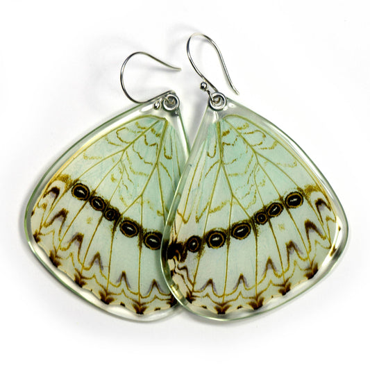 0530 Butterfly Earrings, Mint Morpho Butterfly, bottom