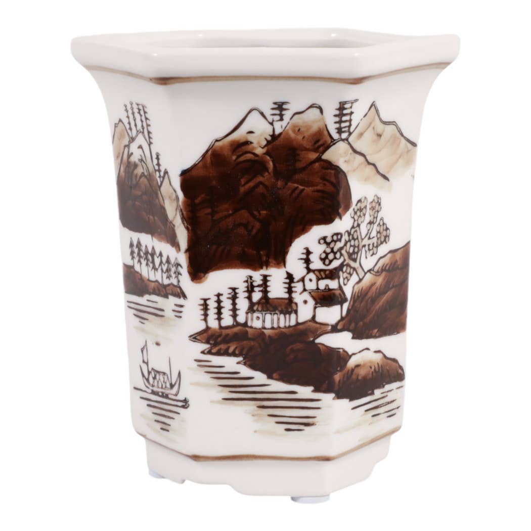 Scented Candle - Sage & Eucalyptus Brown Ceramic, 6 Oz