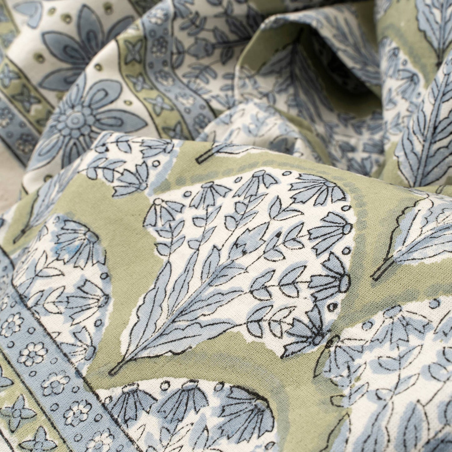 Sakura Block Print Tablecloth, Green
