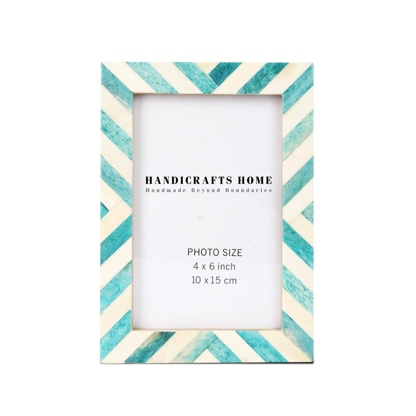Chevron Pattern Bone Inlay Picture Frames, 26 Sizes, Green: 5x7