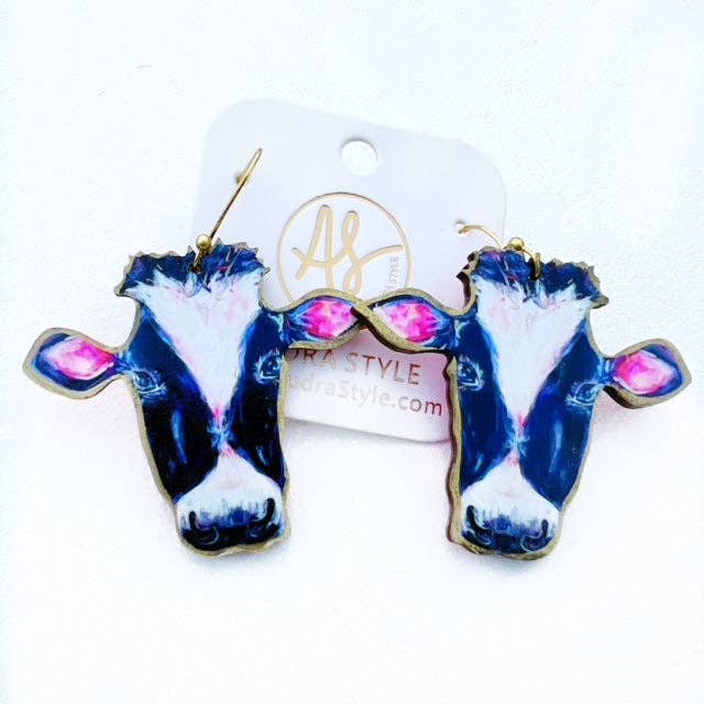 Cow Dangle Earring Farm Animal Spring Summer Pop Art
