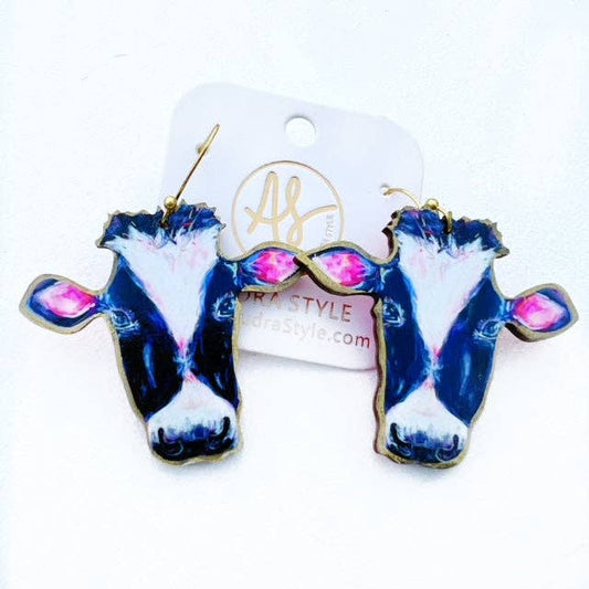 Cow Dangle Earring Farm Animal Spring Summer Pop Art