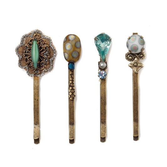 Peacock & Silver Lace Hairpin Set