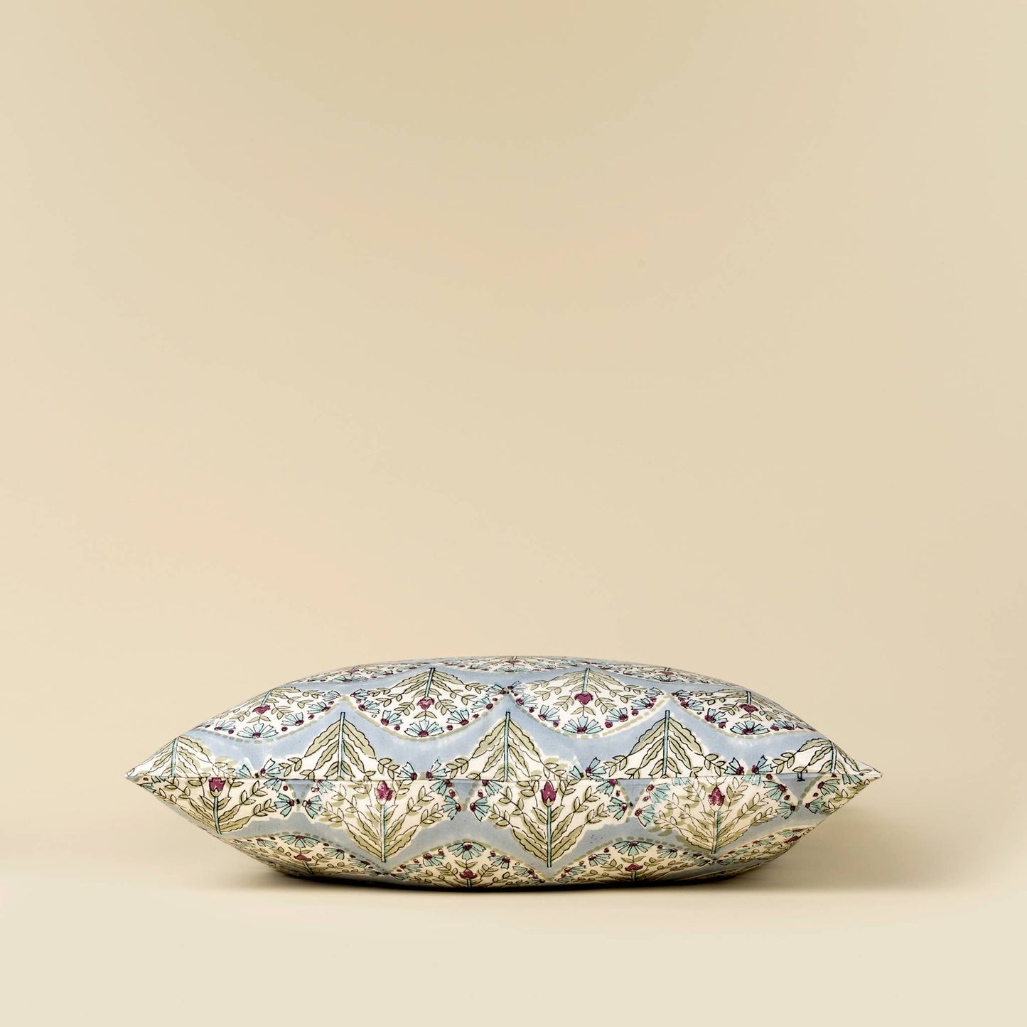 20x20 Sakura Block Print Pillow, Blue: Cover with Filler