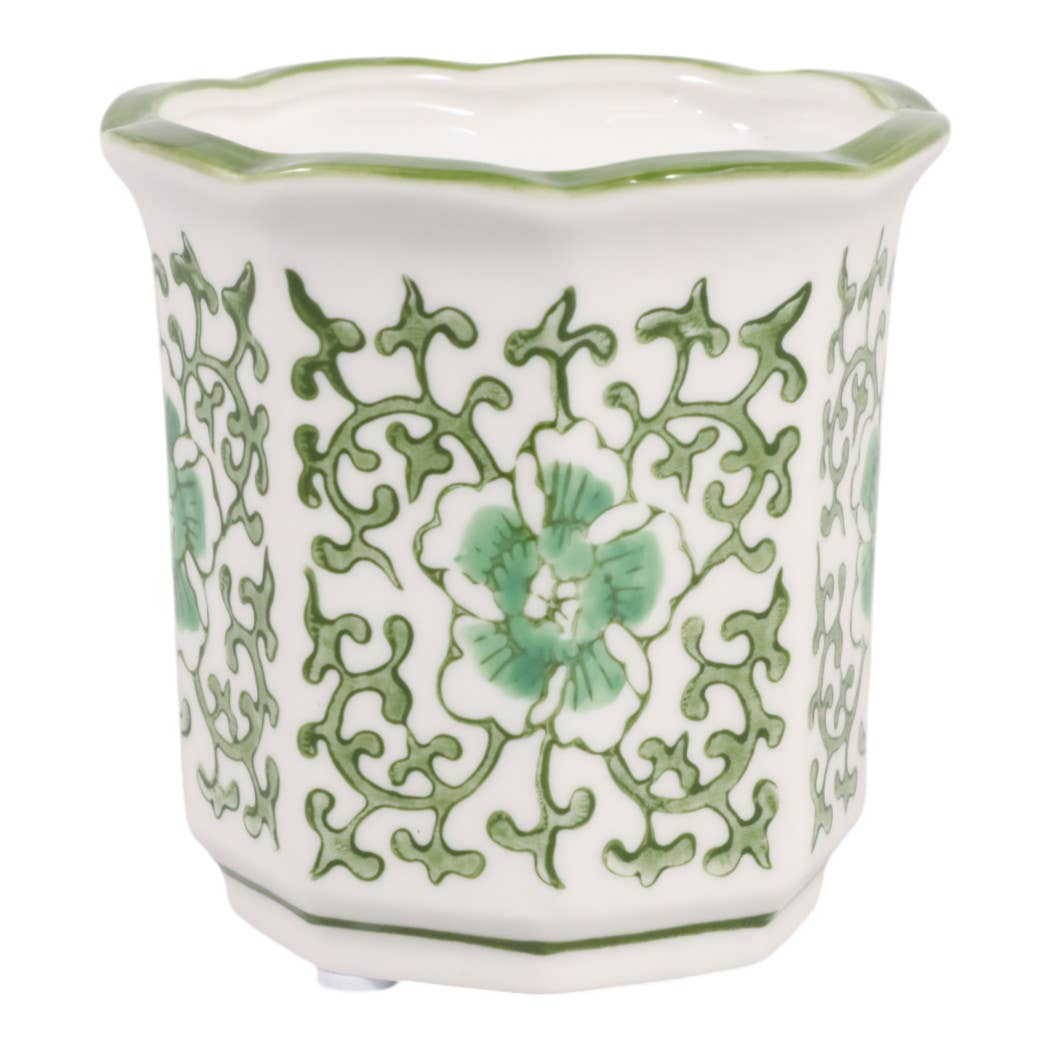 Scented Candle -  Plumeria Green and White Ceramic, 6 Oz