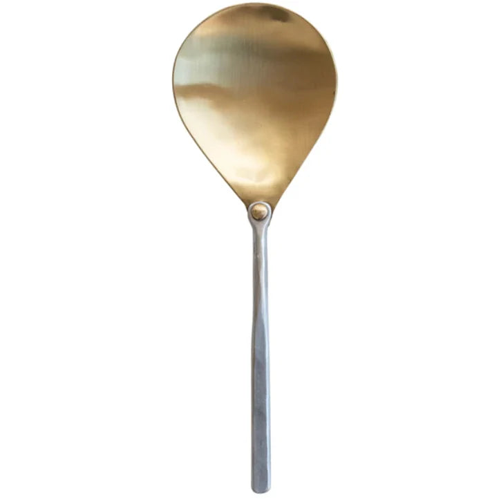 Spoon | Brass Serving Spoon w/ Hammered Aluminum Handle