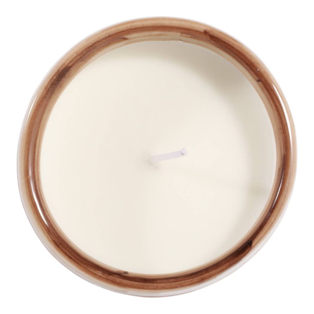 Scented Candle - Plumeria Brown and White Ceramic, 6 Oz.