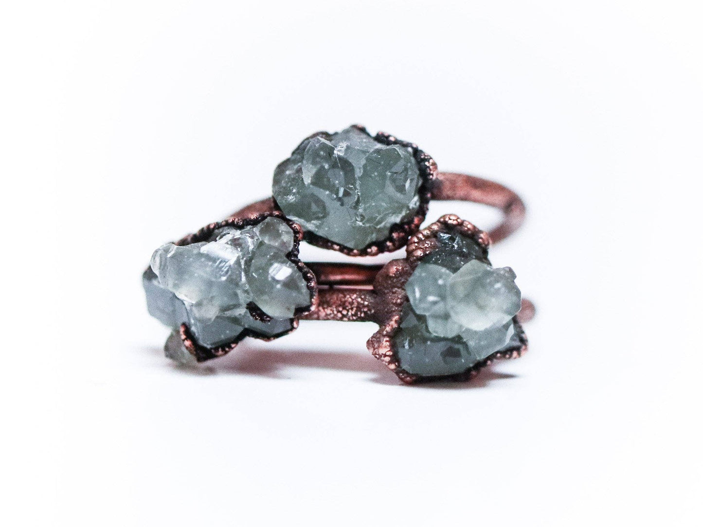 Raw crystal cluster ring | Chlorite Quartz cluster ring: 7.5