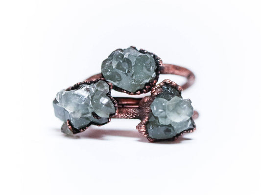Raw crystal cluster ring | Chlorite Quartz cluster ring: 7.5
