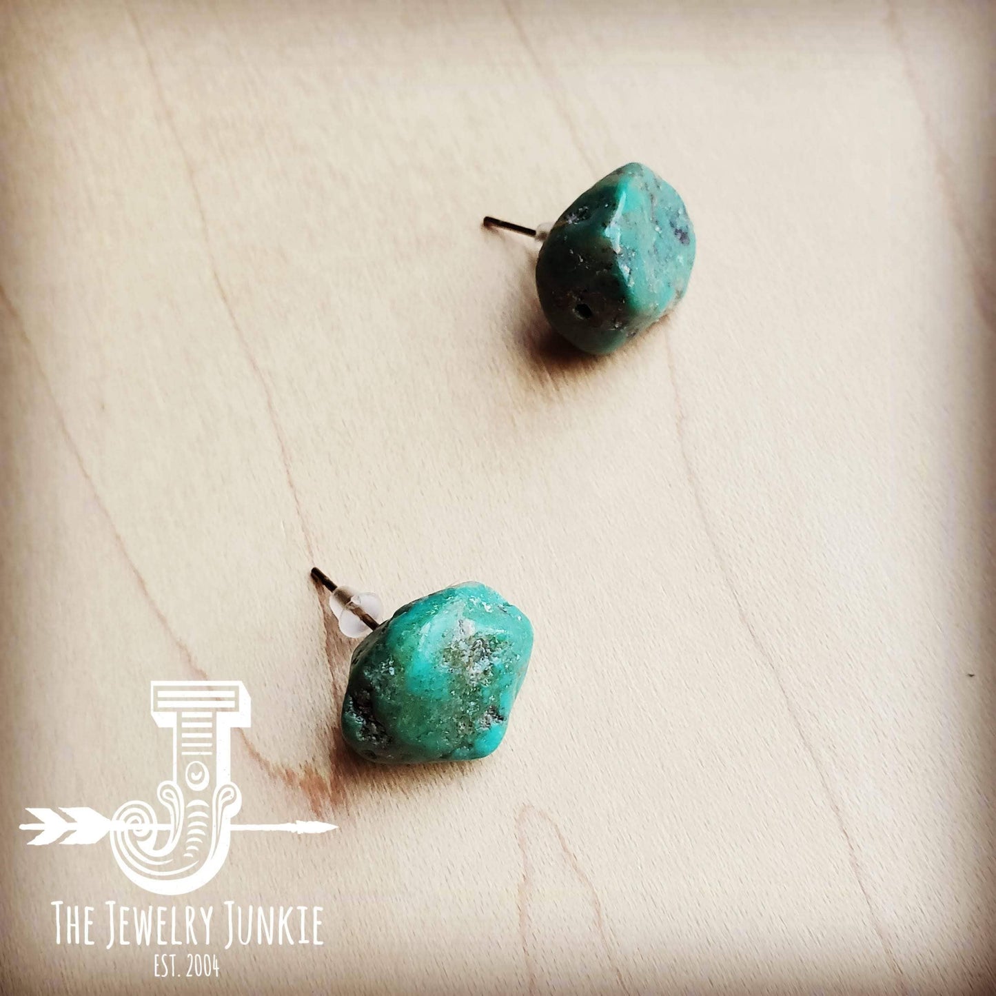 Natural Green Turquoise Stud Earrings 205g: Green