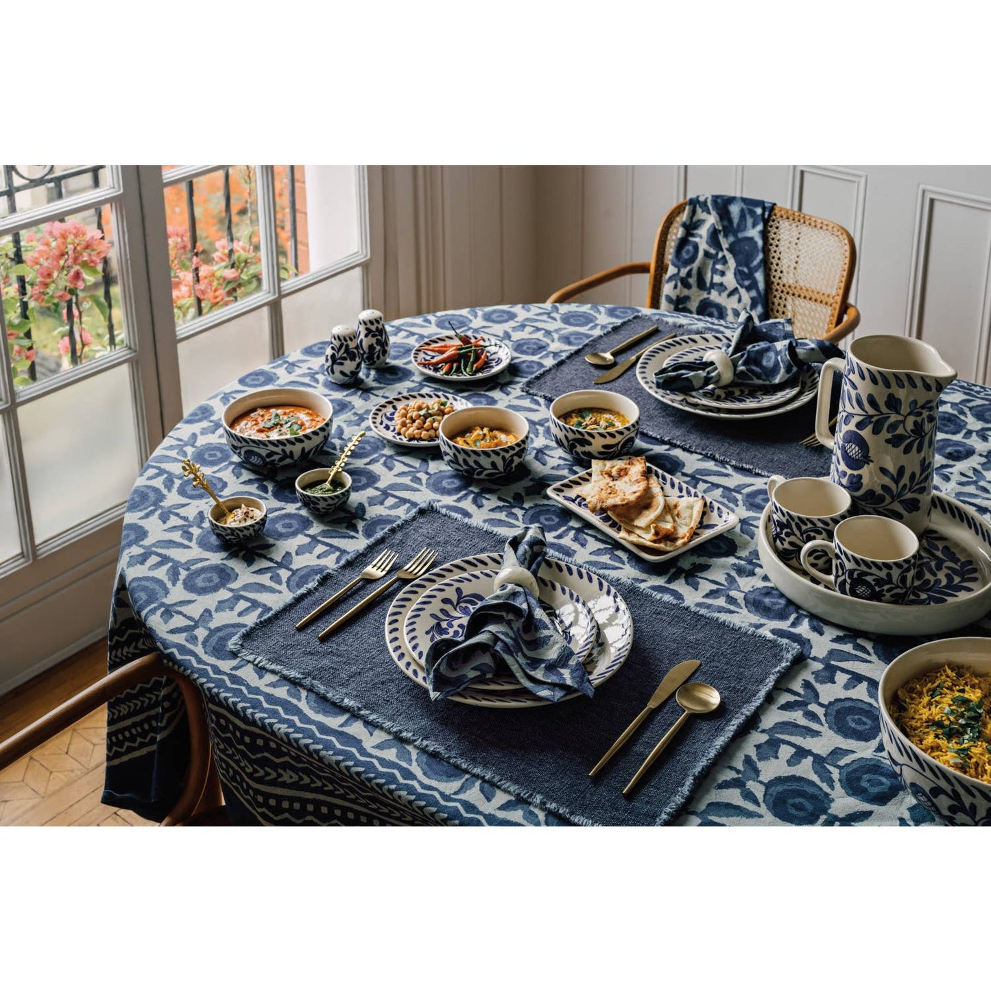 Gilia Block Print Tablecloth 60 x 84 inch