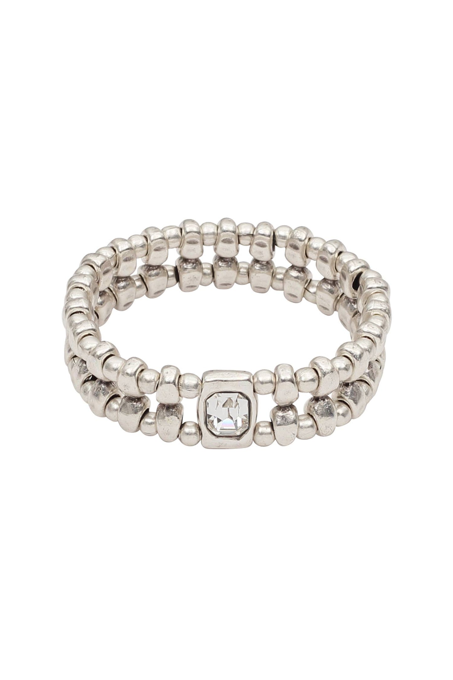 Handmade Clear Crystal Pewter Bracelet - NB2521