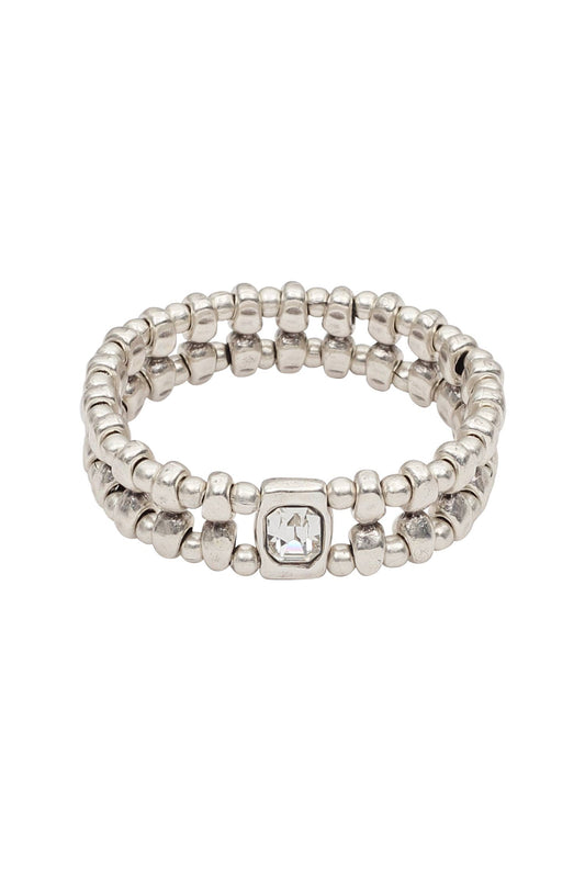 Handmade Clear Crystal Pewter Bracelet - NB2521
