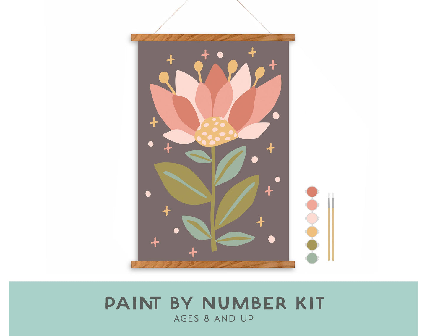 Mystic Flower Paint-by-Number Kit for Kids: Kit + Magnetic Frame