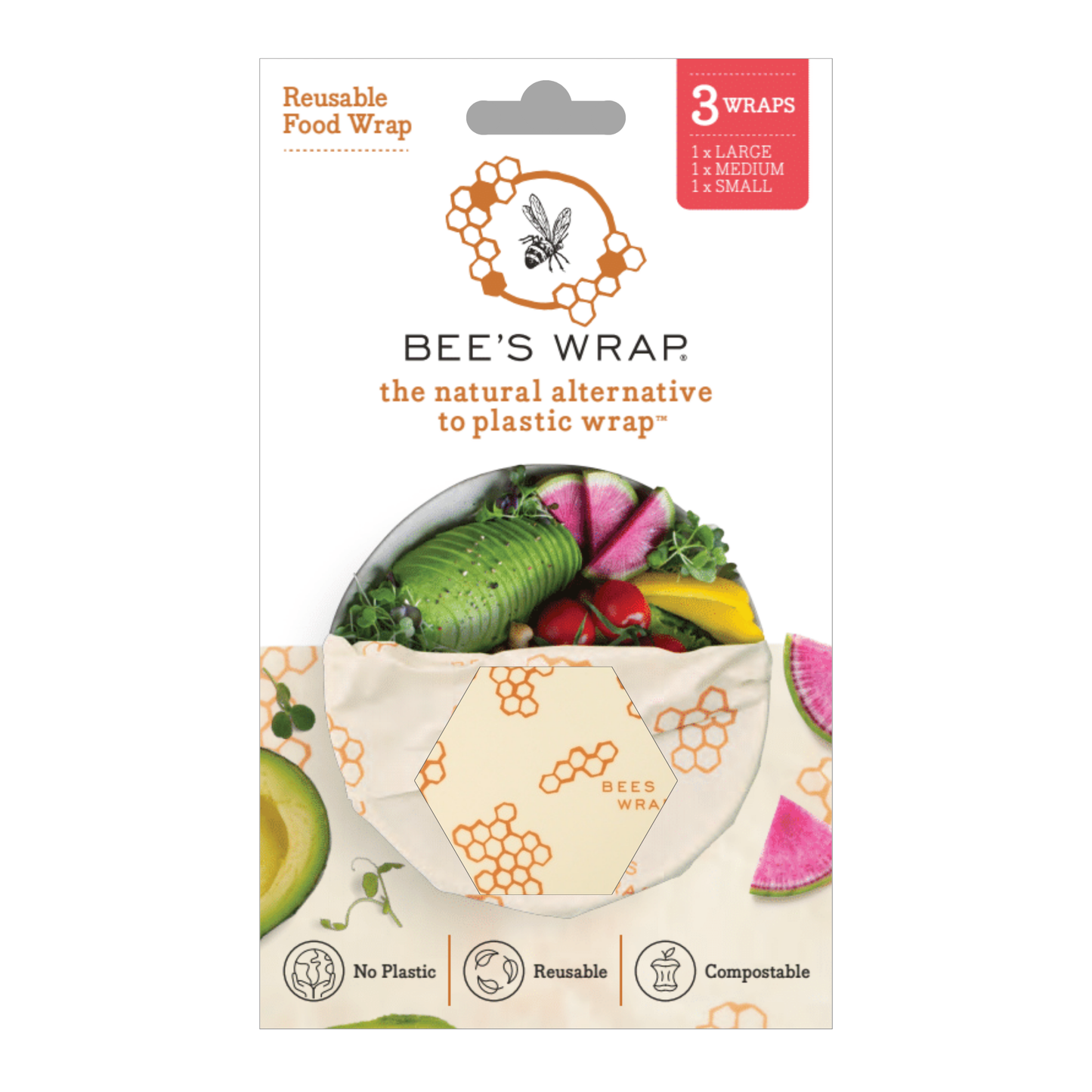 Bees Wrap 3 Pack - Honeycomb