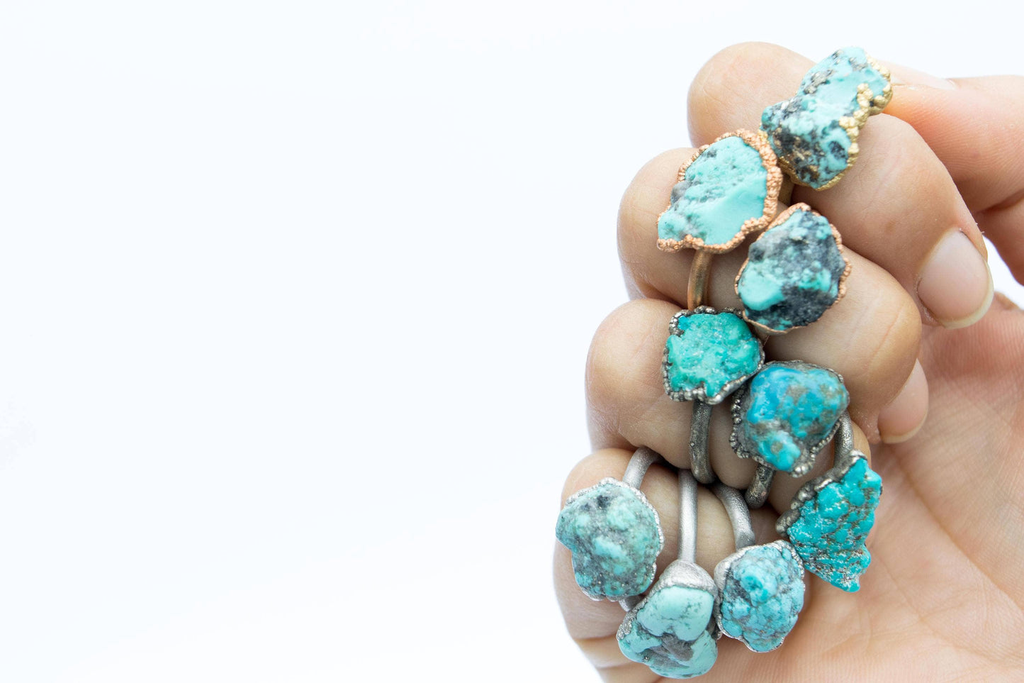 Plated large turquoise nugget ring | Raw turquoise ring SALE: Gold / 8