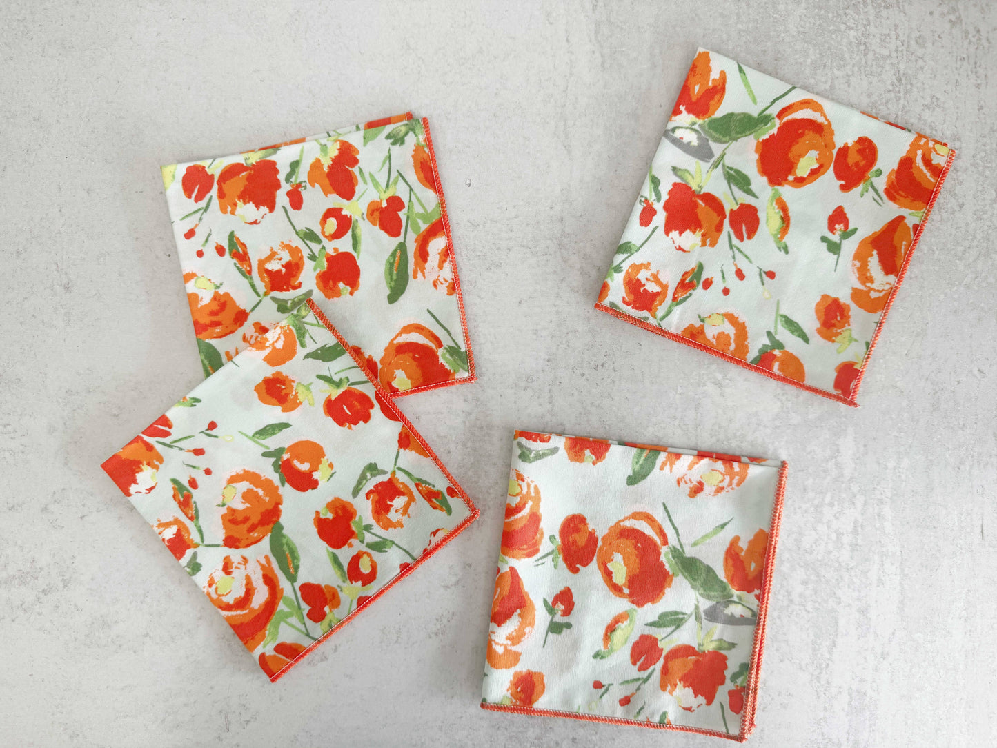 Orange Blossom Cloth Napkins, set of four : 20inch dinner napkins