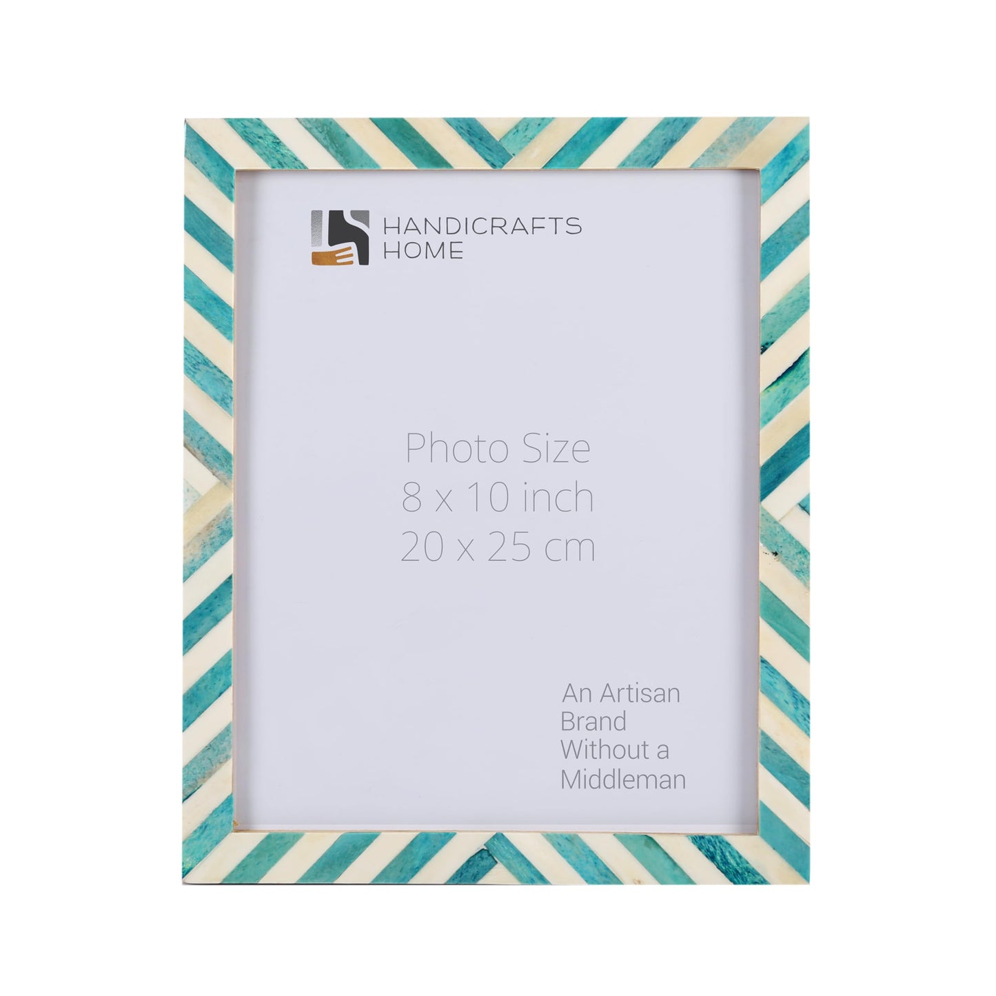 Chevron Pattern Bone Inlay Picture Frames, 26 Sizes, Green: 5x7