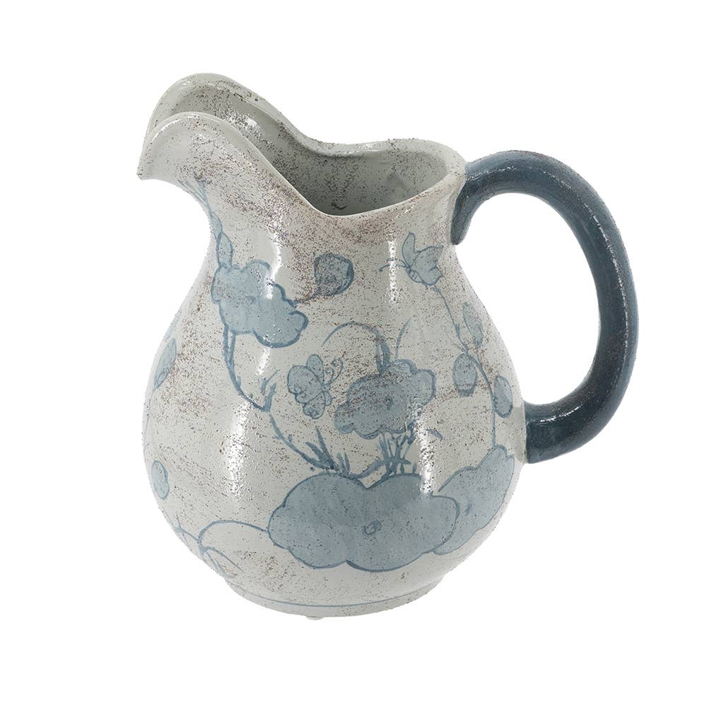 8.5x6.5x9" Blue And White Pitcher Vase