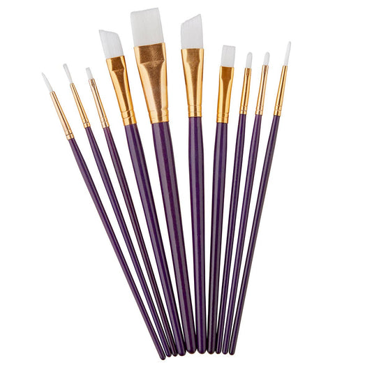 Studio Mixed Media White Nylon Brush Set - 10 pc