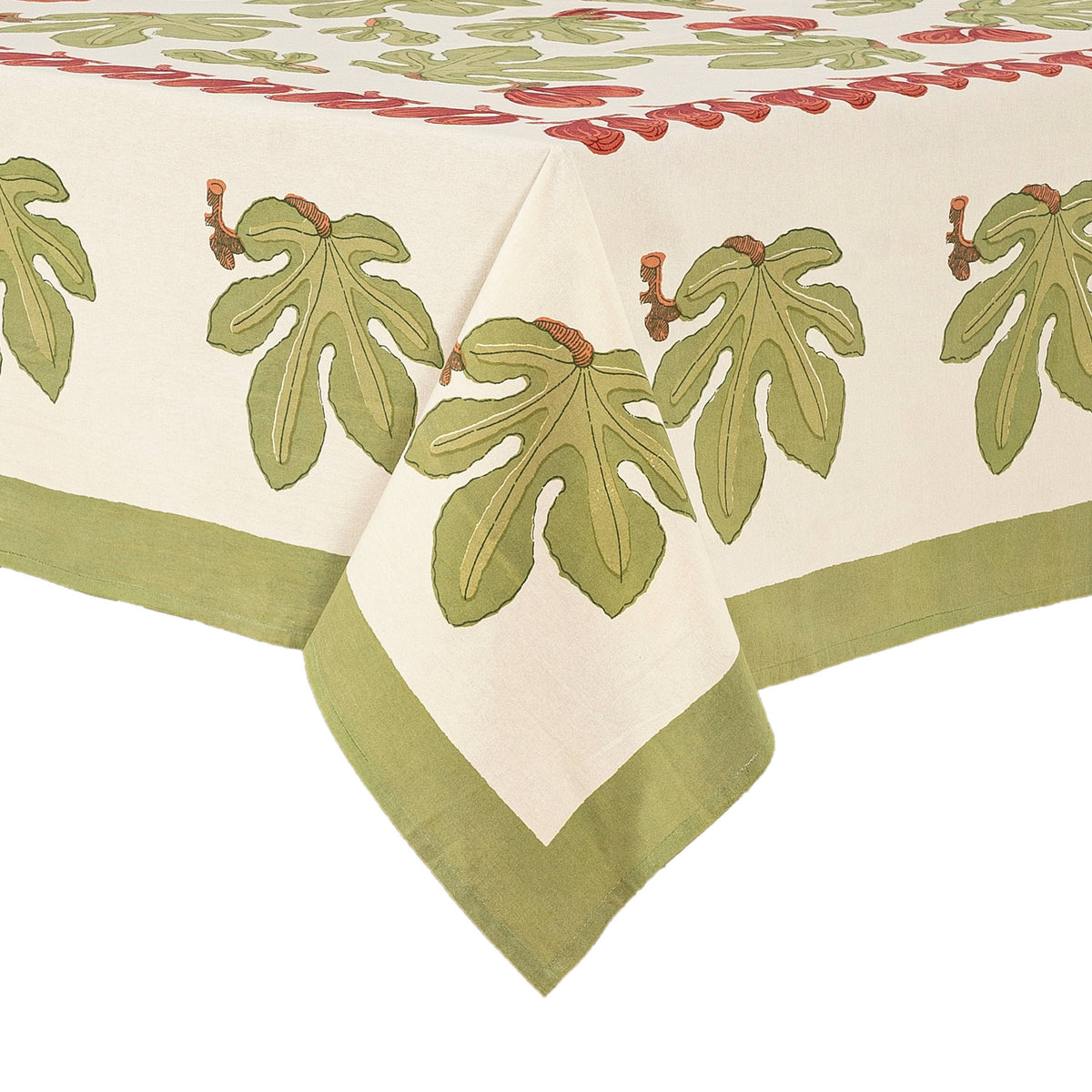 Fig Red& Green | French Tablecloths: 71" x 128"
