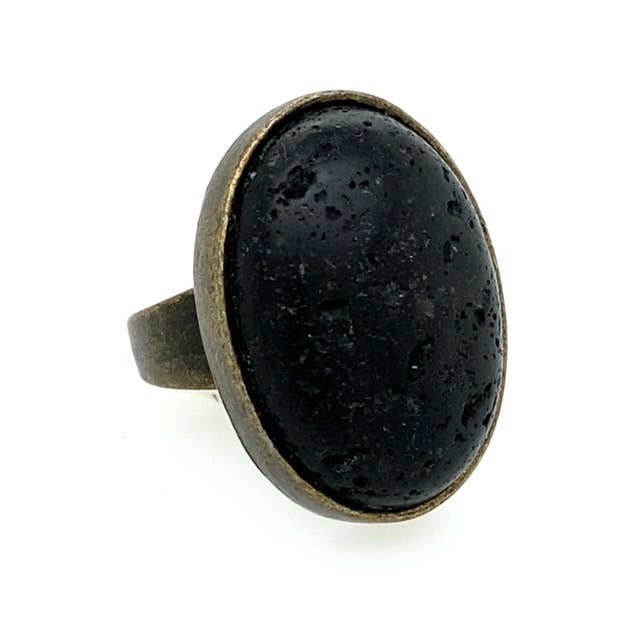 Single Oval Stone Ring: Light Turq / 8