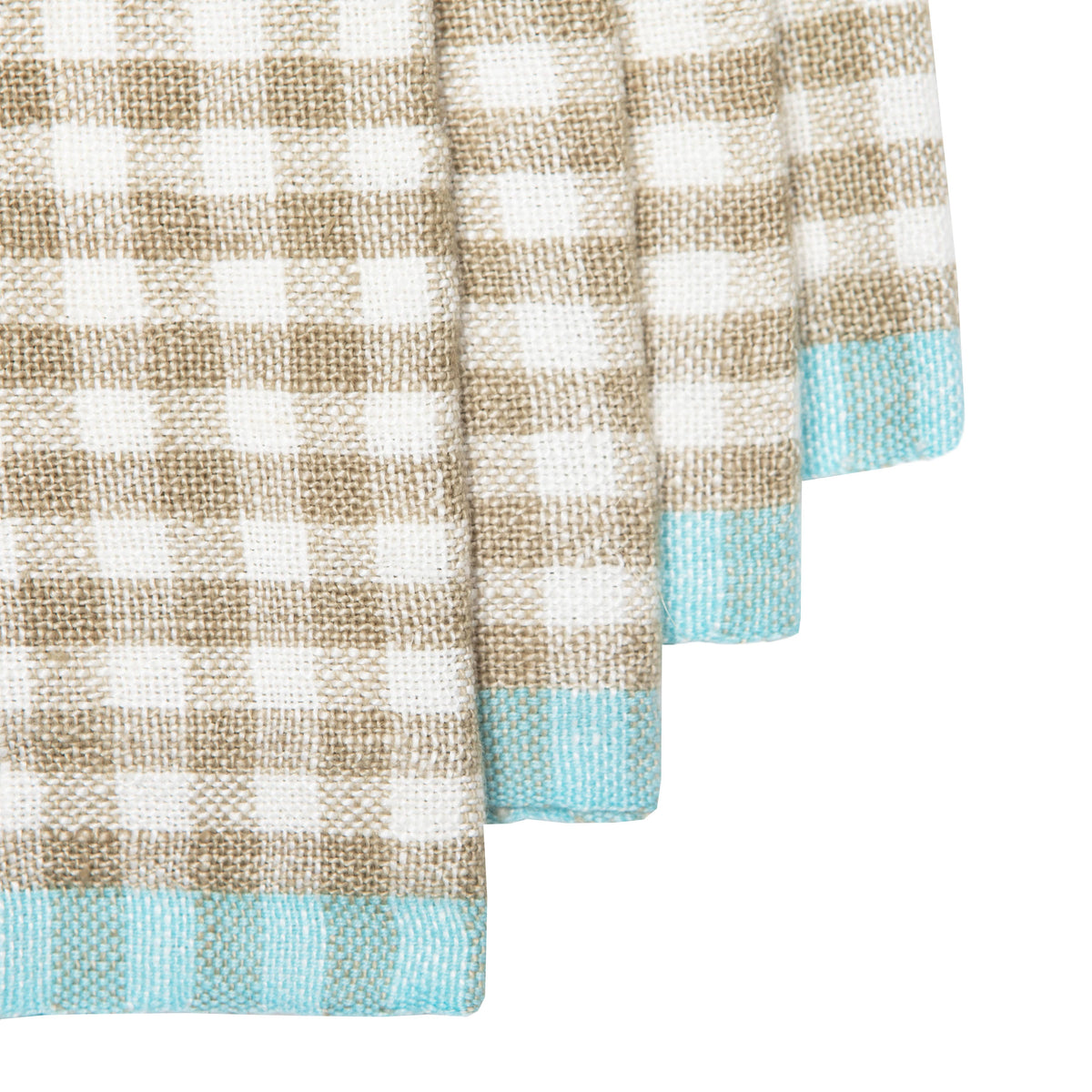 Two-Tone Gingham Natural/Aqua Napkins 20x20 - Set of 4: Natural/Aqua
