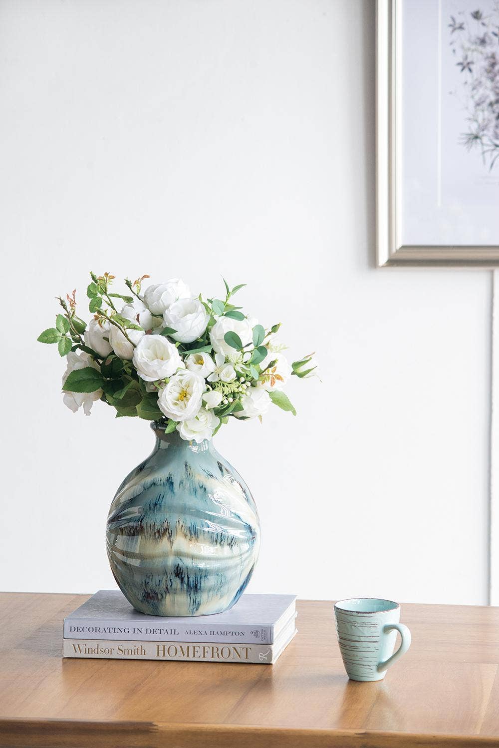 8.7x8.7x11" Blue and Brown Reactive Glazed Accent Vase