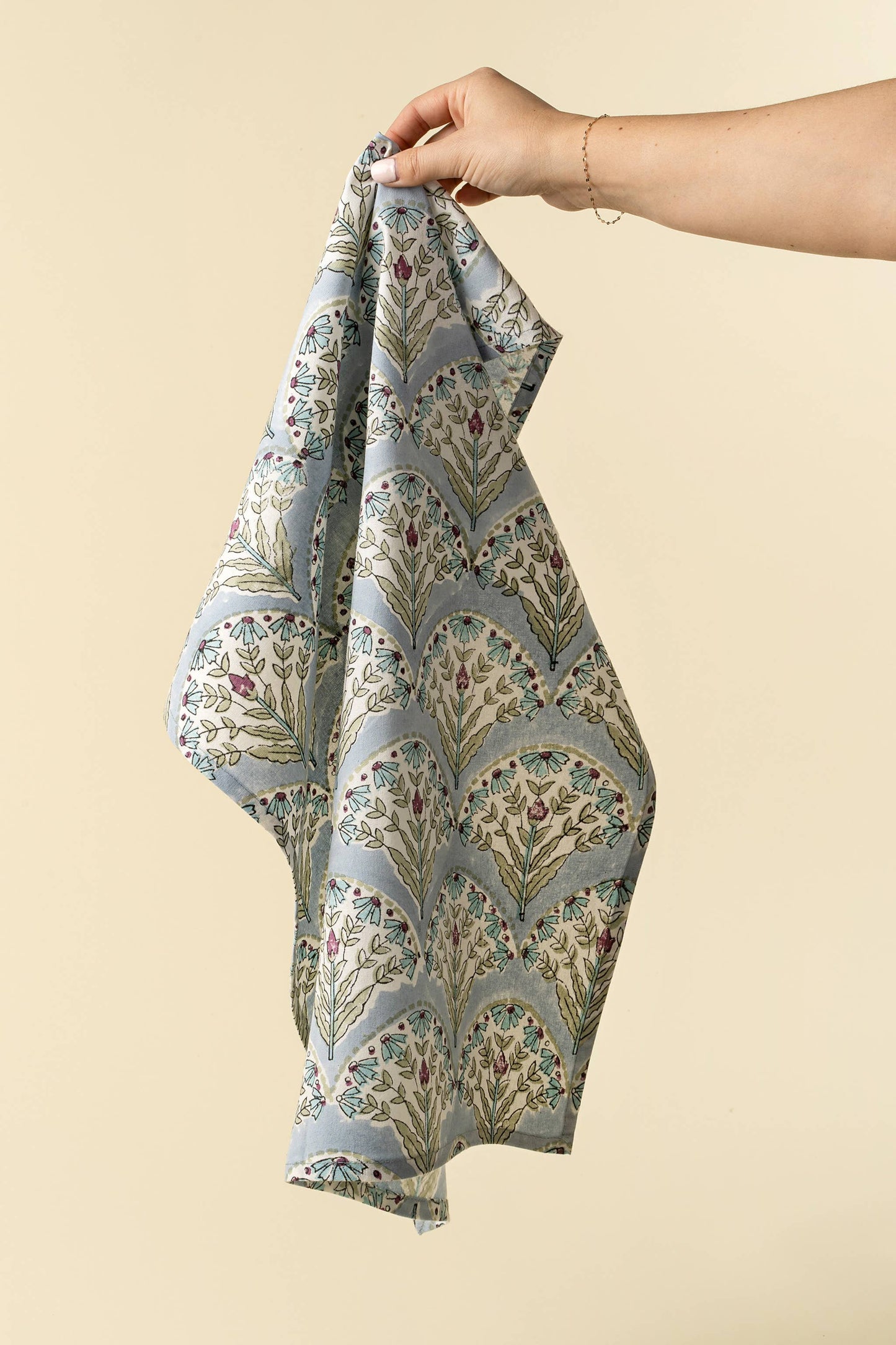 Sakura Block Print Tea Towels S/2, Blue