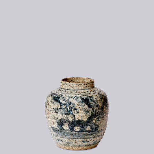 Rustic Porcelain Three Friends Small Round Vase